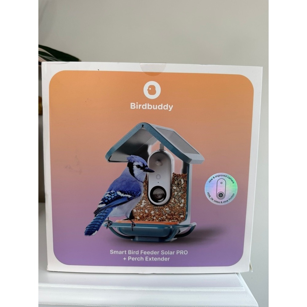 Bird Buddy Smart Bird Feeder Solar PRO Blue Perch Extender 2K Camera NWT NEW